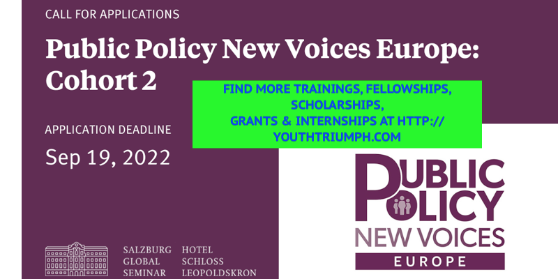 APPLY FOR PUBLIC POLICY NEW VOICES EUROPE