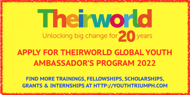 APPLY FOR THEIRWORLD GLOBAL YOUTH AMBASSADOR’S PROGRAM 2022 - Youth Triumph